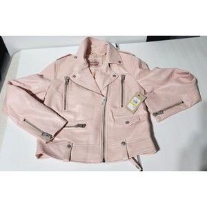 New Women's Levi's Faux Leather Motorcycle Pockets Jacket Metal  Size Medium